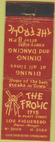 Matchbook Cover - The Frolic Steak House Tampa FL WEAR