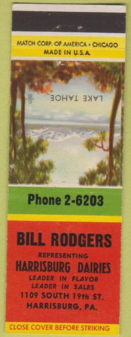 Matchbook Cover - Bill Rodgers Harrisburg Dairies PA