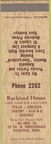 Matchbook Cover - Rockford House Rockford MN