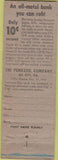 Matchbook Cover - Pennzoil oil WORN