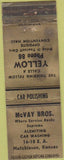 Matchbook Cover - McVay Bros Hutchinson KS WORN car wash