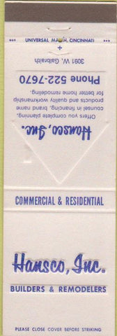 Matchbook Cover - Hansco Inc Builders Cincinnati OH