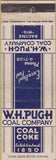 Matchbook Cover - WH Pugh Coal Co Racine WI