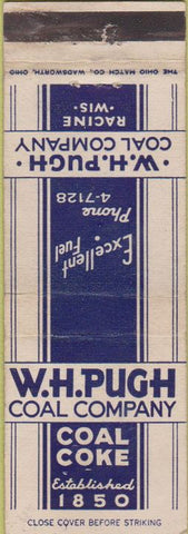 Matchbook Cover - WH Pugh Coal Co Racine WI