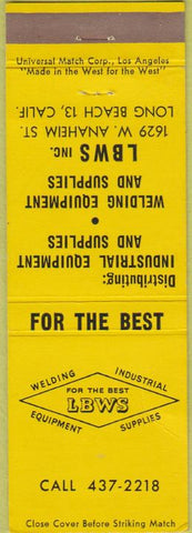 Matchbook Cover - LBWS Supply Welding Long Beach CA CREASE