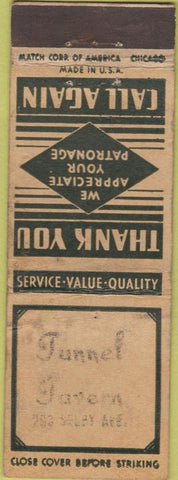 Matchbook Cover - Tunnel Tavern STAMPED WORN