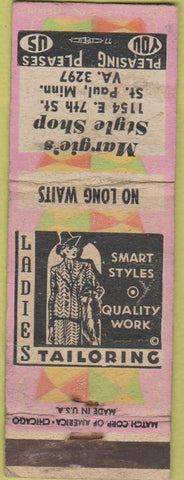 Matchbook Cover - Margie's Style Shop girlie clothes St Paul MN POOR