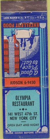 Matchbook Cover - Olympia Restaurant New York City