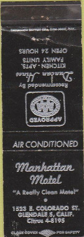 Matchbook Cover - Manhattan Motel Glendale CA WEAR