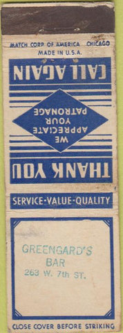Matchbook Cover - Greengard's Bar STAMPED WEAR