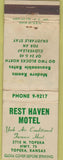 Matchbook Cover - Rest Haven Motel Topeka KS WORN