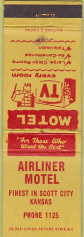 Matchbook Cover - Airliner Motel Scott City KS WEAR