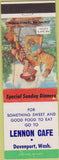Matchbook Cover - Lennon Cafe Davenport WA