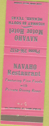 Matchbook Cover - Navaho Motor Hotel Menard TX