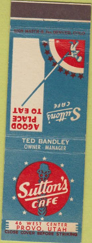 Matchbook Cover - Sutton's Cafe Provo UT