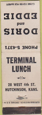 Matchbook Cover - Terminal Lunch Hutchinson KS WORN