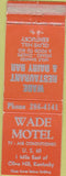 Matchbook Cover - Wade Motel Olive Hill KY dairy bar