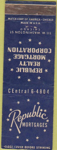 Matchbook Cover - Republic Mortgages Chicago IL WORN