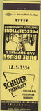Matchbook Cover - Scheuer Drugs Chicago IL yellow