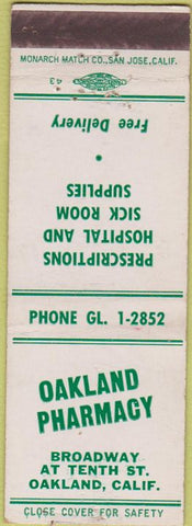Matchbook Cover - Oakland Pharmacy CA WEAR