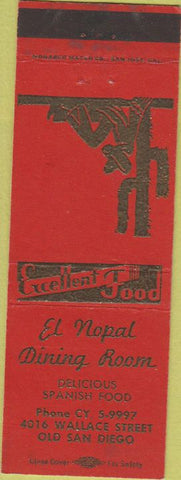 Matchbook Cover - El Nopal Dining Room San Diego CA cactus