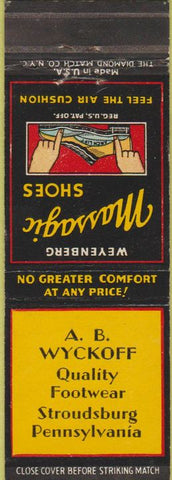 Matchbook Cover - Massagic Shoes AB Wyckoff Stroudsburg PA