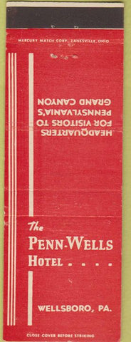 Matchbook Cover - Penn Wells Hotel Wellsboro PA
