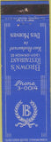 Matchbook Cover - Brown's Cafe Grill Des Moines IA