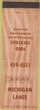 Matchbook Cover - Michigan Lanes Bowling Grand Rapids MI