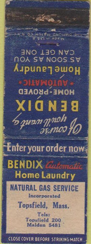 Matchbook Cover - Bendix Home Laundry Topsfield MA POOR