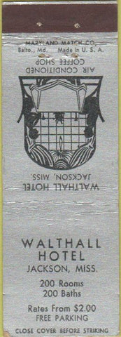 Matchbook Cover - Walthall Hotel Jackson MS