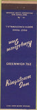 Matchbook Cover - Kingstown Inn North Kingstown RI