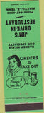 Matchbook Cover - Jim's Drive In Restaurant Pikeville TN green