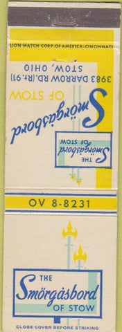 Matchbook Cover - Smorgasbord of Stow OH
