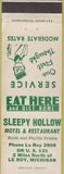 Matchbook Cover - Sleepy Hollow Motel Restaurant Le Roy MI
