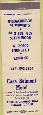 Matchbook Cover - Casa Belmont Motel Belmont CA