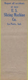Matchbook Cover - US Slicing Matchine LaPorte IN safety