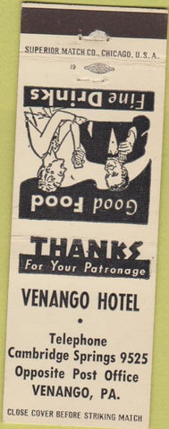 Matchbook Cover - Venango Hotel PA