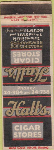 Matchbook Cover - Hall's Cigar Stores Erie PA