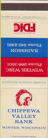 Matchbook Cover - Chippewa Valley Bank Winter WI