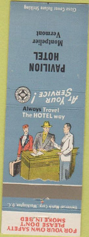 Matchbook Cover - Pavilion Hotel Montpelier VT