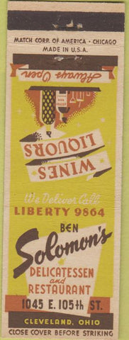 Matchbook Cover - Solomon's Deli Cleveland OH