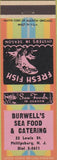 Matchbook Cover - Burwell's Sea Food Phillipsburg NJ