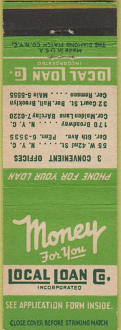 Matchbook Cover - Local Loan Co New York City Brooklyn
