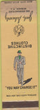 Matchbook Cover - Schwartz Clothes men's suits Newark NJ POOR