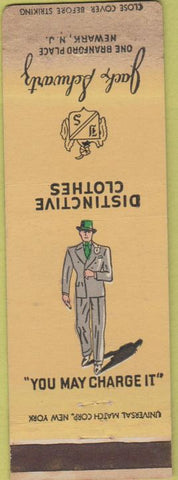Matchbook Cover - Schwartz Clothes men's suits Newark NJ POOR