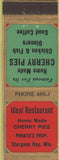 Matchbook Cover - Ideal Restaurant Sturgeon Bay WI Cherry Pies