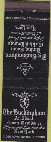 Matchbook Cover - Buckingham Town Residence New York City restaurant