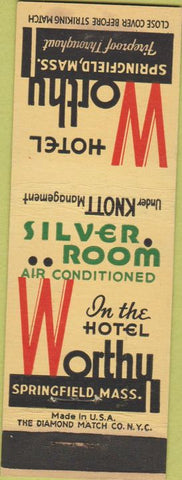 Matchbook Cover - Hotel Worthy Springfield MA