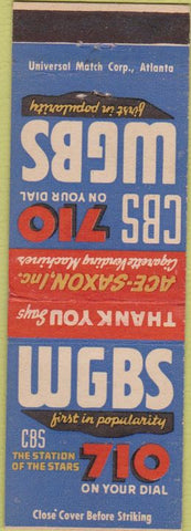 Matchbook Cover - WGBS Radio Miami Fort Lauderdale Vending